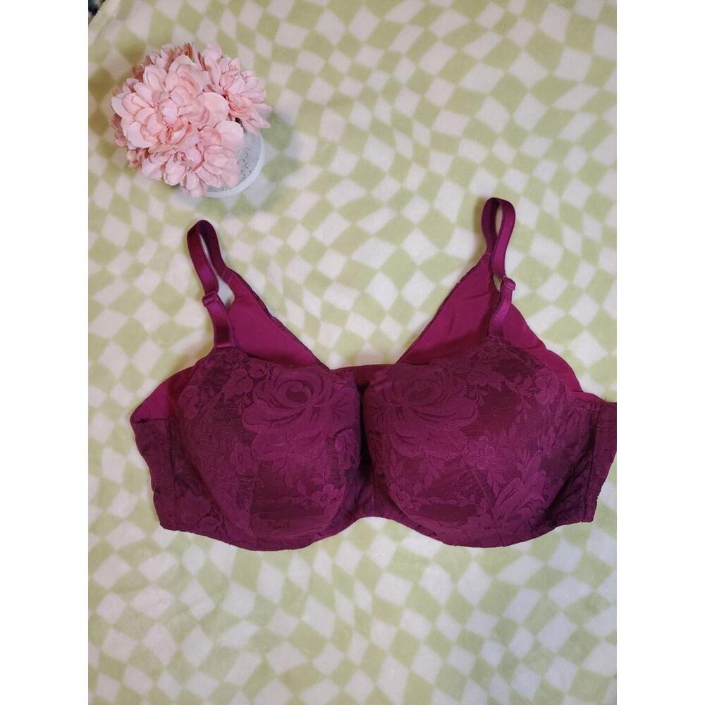 Torrid Curve Balconette Bra Womens 44DD Burgundy Lace Full Coverage Underwire